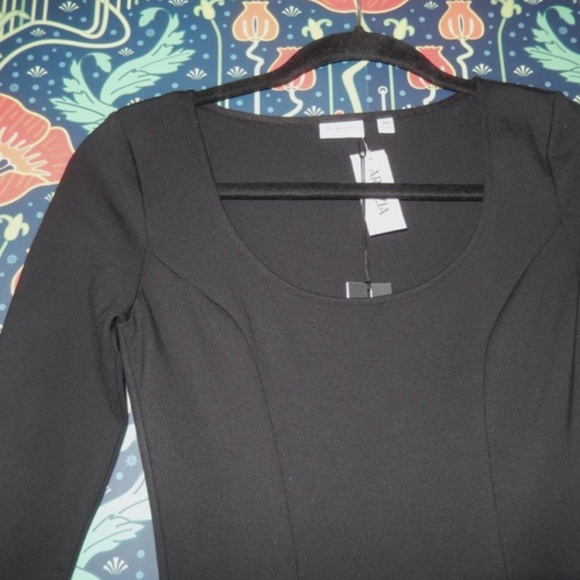 Aritzia Babaton Leda Black Ponte Knit Long Sleeve Midi Dress Nwt XXS - Picture 4 of 5